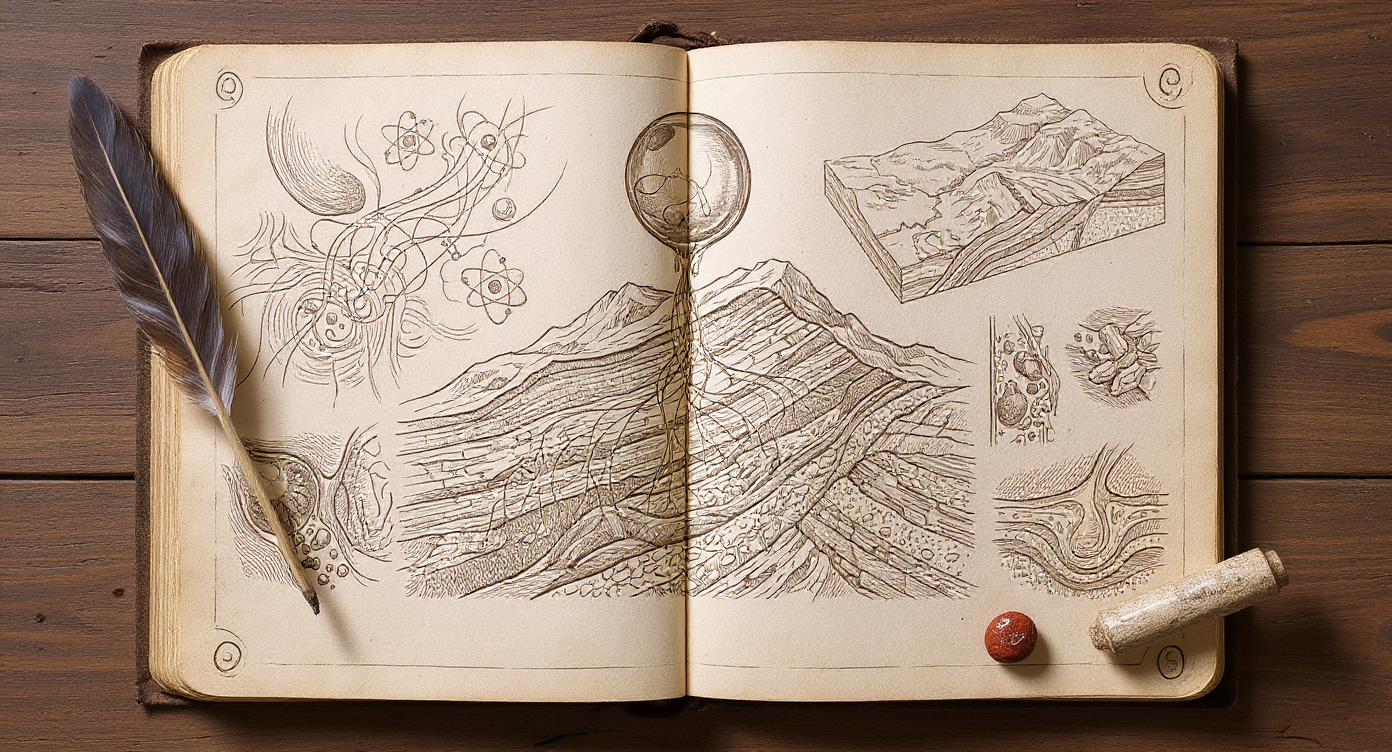 EMBODY FAQ — Da Vinci-style scientific notebook with Chaga, Turkey Tail, and Reishi specimens